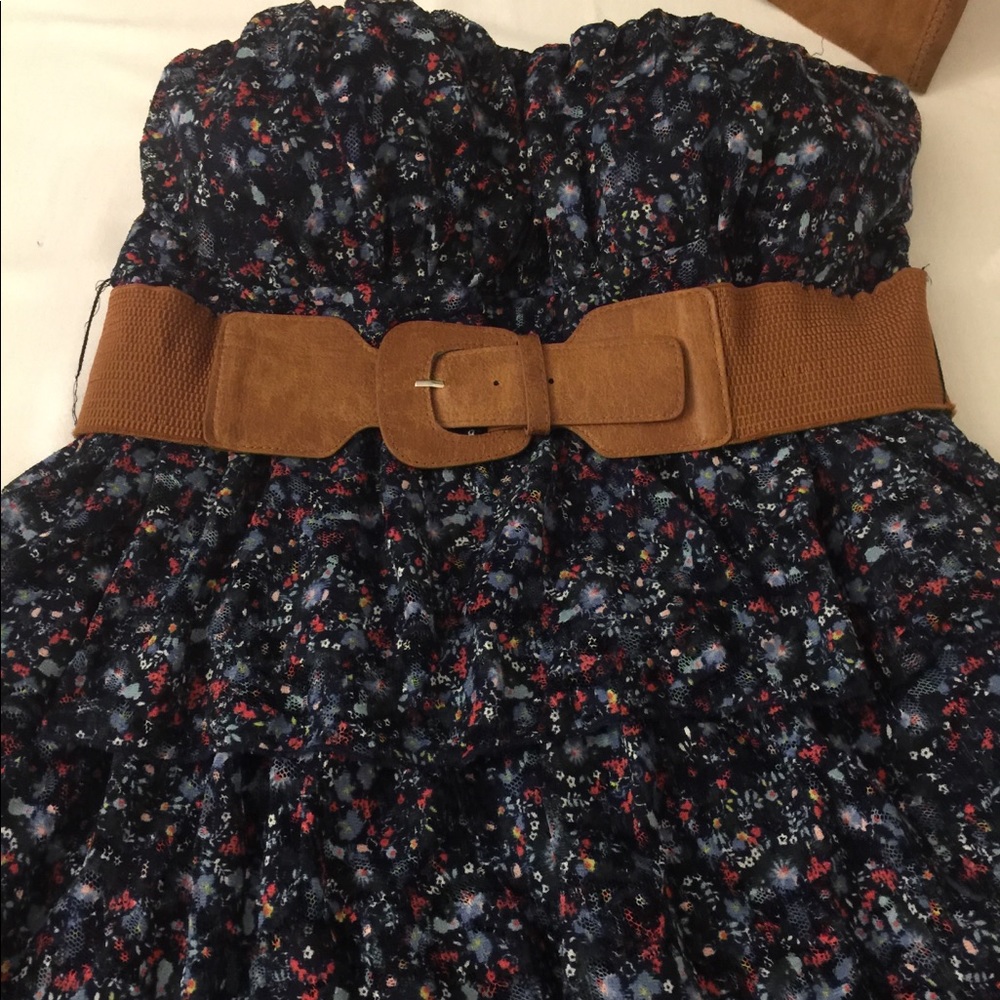 Deb 🌷Strapless Mini Dress Sz 12 Navy Print - Picture 5 of 8
